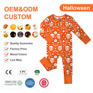 WEIWEI Halloween Bamboo Shorties Baby Mystery Box Wholesale RTS Custom Organic Kids Bamboo Pajamas Cartoon Print 2 Piece - Product Image 1