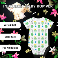 Combinaison en coton pour nouveau-né, vêtements d'été pour bébé, vente en gros en Indonésie, ODM, boutons, 0-3, 6-9, 9-12 mois, avec fermeture éclair double et motif animal