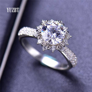 فضة أصلية 925, قطع بريليانت أصلية 2 ct فحص ماسية في الماضي D اللون المويسانتي سنو والثلج رومانسي خاتم زفاف مجوهرات راقية - Product Image 2