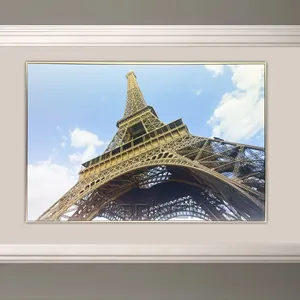 Eiffel Tower Wall Art With Rhinestone Scenery Embellished Floated Canvas Art For Home Decor