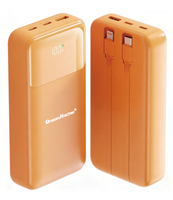 Batterie Li-Polymère Haute Capacité 20000mAh à Charge Rapide 22.5W PD, Power Bank Portable avec 2 Câbles Intégrés et Ports USB pour Utilisation en Extérieur