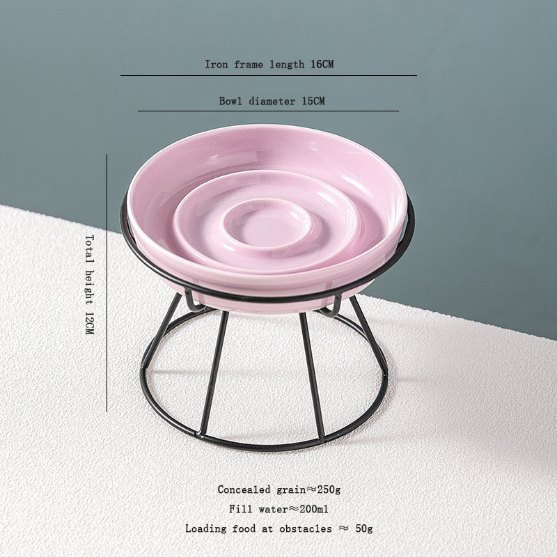 Pink cat stand bowl