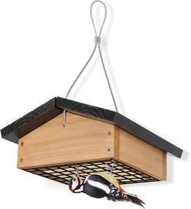 Durable Eco-Friendly Cedar Wood Solid Upside-Down Suet <strong>Feeder</strong> Winter <strong>Bird</strong> <strong>Feeders</strong> Outdoors Hanging Squirrel Proof Easy Refill - Product Image 1