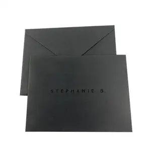 Presente Envelope De Papel Preto Embalagem Dinheiro Envelopes De Presente Reciclado Personalizado Uv Impresso Luxo Livre Stock Amostra Tamanho Personalizado