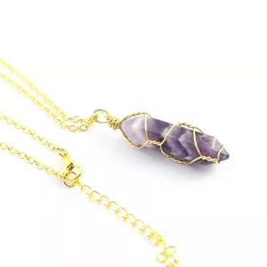 Collier avec pendentif en fil d'acier fait à la main, pierre naturelle, bijoux à la mode pour <span class=keywords><strong>jeunes</strong></span>, 1 pièce - Product Image 6