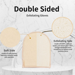 Soft Natural Loofah Glove Double-sided Body Scrub Sponge Pads Shower Body Scrubber Mitt for Shower Spa Skin Clean Bath Gloves - Product Image 4