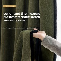Cortinas Opacas de Chenilla de Algodón y Lino con Bordes Negros, Modernas, Elegantes, de Alta Gama, Personalizables, de Piso a Techo, para Sala de Estar/Dormitorio