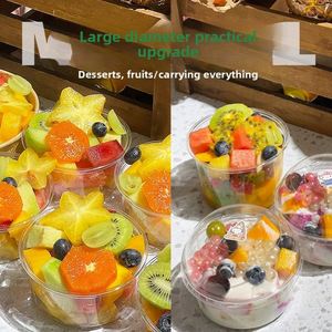 Bol à salade en PET, diamètre 117 mm, 16 oz, écologique, à usage unique, pour boba, desserts, thé au lait, salades de fruits, boissons froides, glaces - Product Image 3