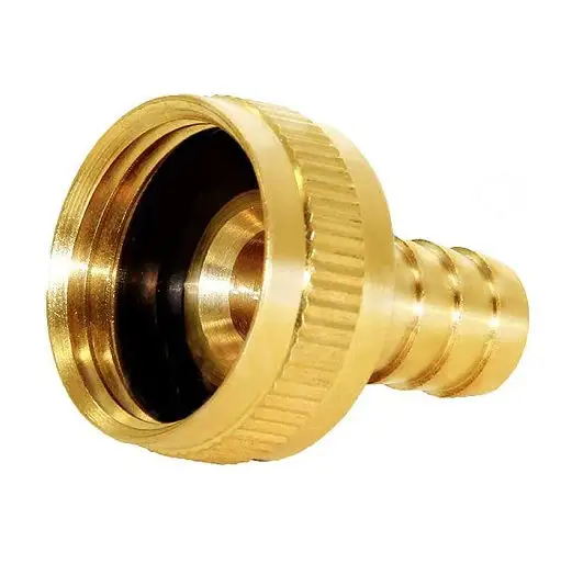 5/8" Barb x 3/4" Female GHT Thread Swivel Round Brass Garden Water Hose Pipe Connector Copper Fitting with Stainless Clamp House