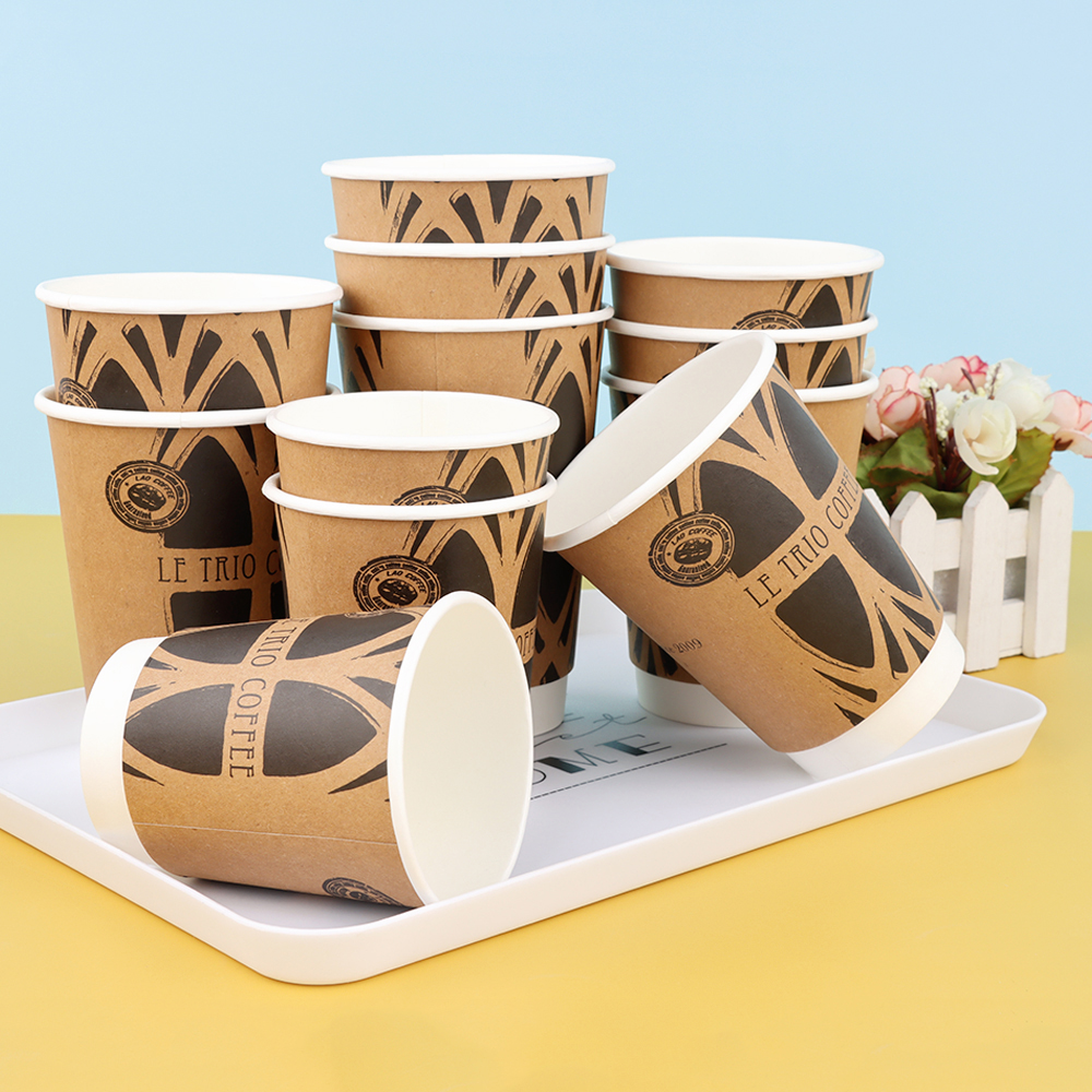 8oz 12oz 14oz 16oz 22oz  Customized Print Logo Biodegradable Coffee Cups Paper For Hot Drink With LidsPopular
