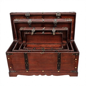 Coffre de rangement vintage en bois laqué rectangulaire pour vêtements, multifonctionnel pour l'artisanat - Product Image 3