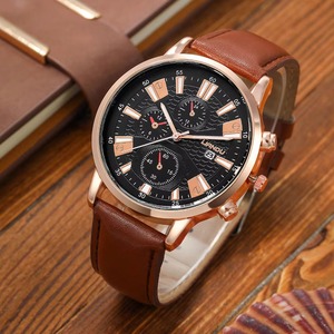 Drioshipping Montre Homme de Luxe avec Bracelet, Ensemble Cadeau Montre-Bracelet à Quartz en Cuir Marron Tendance pour Hommes, Relogio Masculino - Product Image 5