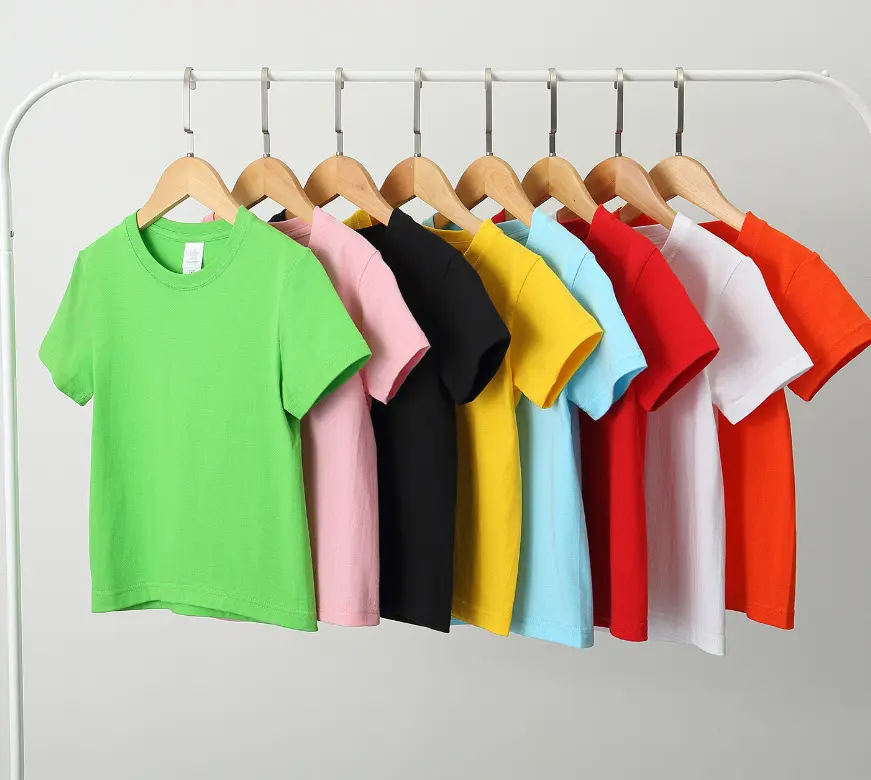 कपास बच्चों के लिए खाली रंग बच्चों को टी शर्ट बनाने की क्रिया खाली लोगो सादे अनुकूलित बच्चों को टी शर्ट मुद्रित