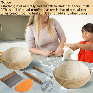 Banneton Bread Proofing Basket Kit Sourdough Bread Baking Supplies with Dough Whisk Linen <b>Liner</b> Dough Scraper Bread Lame - Product Image 2