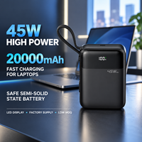 Batterie externe semi-solide 45W haute puissance 20000mAh, chargeur rapide et sûr, chargeur portable pour ordinateur portable, fourniture d'usine, faible MOQ