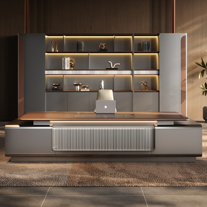 Italian high-end boss's office <strong>desk</strong>, simple, modern, light luxury, senior CEO's office, <strong>large</strong> <strong>desk</strong> - Product Image 2