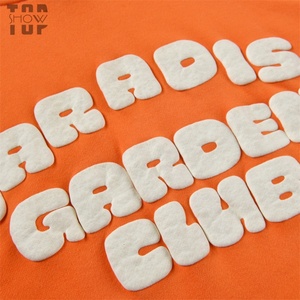 Oversized Custom 100% Cotton Oversized Fashion <b>Orange</b> Color High Quality Puff Print French Terry <b>Hoodie</b> - Product Image 4