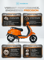 Scooter à essence 50cc 4 temps certifié EEC, Euro 5 EFI, vitesse maximale de 45 km/h, réservoir de carburant de 5,4 L, scooter rétro pour adultes