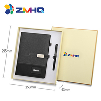 8000mAh Chargement sans fil A5 PU Leather Magnetic Notebook Banque d'alimentation de style feuilles mobiles avec logo lumineux