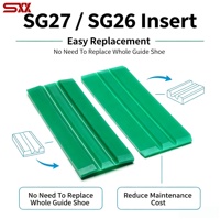 Guía de elevación de revestimiento de botas de tres pliegues verde, inserto de zapata SG26 SG27 UHMWPE 10mm 16mm, contrapeso, piezas de repuesto para riel principal de elevación de coche