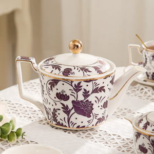 Service à café et thé en céramique 15 pièces, tasses à thé en porcelaine fine rouge avec soucoupes, coffret cadeau pour l'heure du thé - Product Image 2