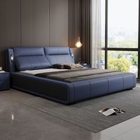 Modernes Luxuriöses Holz-Schlafzimmermöbel-Set mit Weich Gepolstertem Super-King-Size-Bettgestell aus Leder mit Stauraum für Erwachsene