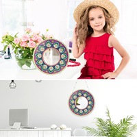 Kit de mosaïque artistique en diamant DIY avec miroir rond et motif mandala imprimé, en acrylique – Décoration intérieure, cadeau unique