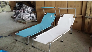 Hot Sale Wholesale Three-Fold Aluminum <strong>Tube</strong> +Teslin Material Bed with Sunshade Boards for Outdoor Camping Beach Use - Product Image 6