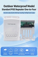 Extensor POE Impermeable para Exteriores de 5 Puertos Megabit, Repetidor POE 1 Entrada 4 Salidas 10/100Mbps para Cámaras IP y Sistemas CCTV