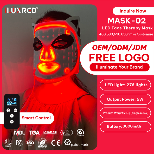 ILUXRED High Quality LED Face Mask Red Light Therapy Infrared Near Infrared 630NM 850NM Silicone Light Therapy Mask