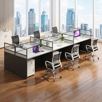 Poste de travail en îlot de bureau, bureau informatique moderne en bois, avec cloison de séparation pour employé, ensemble de mobilier de direction, vente en gros