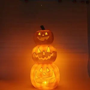 Suministros para fiestas Decoración LED Iluminado Calabaza de Halloween de plástico grande de 16 pulgadas