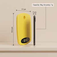 Balance alimentaire de cuisine portable et précise, compacte, avec écran LCD jaune, bouton de réglage, pour la pâtisserie domestique et la préparation de biscuits, avec trou de suspension et rangement intégré.