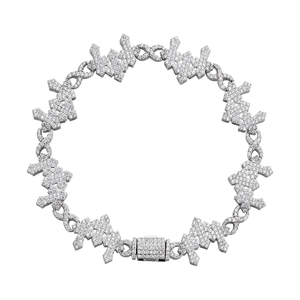 <span class=keywords><strong>Bracciale</strong></span> Hip Hop con Tre Croci Cristiane in Moissanite VVS, Argento 925 Placcato Oro Bianco, Gioiello Raffinato con Croce Infinita - Product Image 6