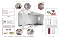 Maison modulaire à deux étages en conteneurs, bâtiment préfabriqué personnalisé, appartement, logement, dortoirs pour travailleurs, magasin, salle de sport, salle de bain
