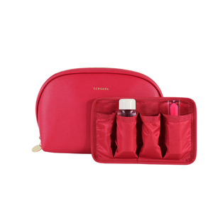 Bolsa de Maquillaje y Cosméticos de Viaje de Lujo, Estilo Nacional, en Cuero PU Rojo para Mujer, con Cierre de Cremallera - Product Image 1