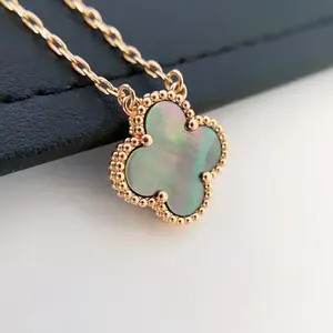 High-end Four-leaf Clover Necklace Full Diamond White Exquisite Crystal Necklace Fashion Luxury Charm Lady Accessories