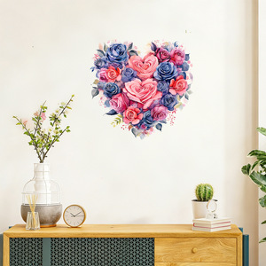 Bellissimi Adesivi Murali con Fiori Viola Dipinti e Farfalle, Decorazioni per Soggiorno e Camera da Letto, Carta da Parati Autoadesiva in PVC - Product Image 4