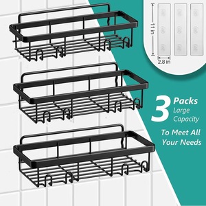 Bathroom Storage Rack Wall Mounted No Drill Toilet Shower Organizer Rectangle 4-7.9in Depth - Product Image 4