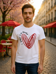 T-shirt da donna L'amour La Bouche con stampa cuore rosso, casual, a maniche corte, girocollo, 100% cotone, vestibilità comoda, per primavera/estate - Product Image 2