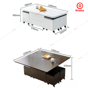 Convertible <strong>3</strong>-in-1 Space-Saving Dining <strong>Table</strong> <strong>with</strong> Storage Cabinets and Folding Chairs Space-saving Solution for Small Homes - Product Image 6