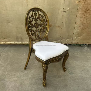 Luxury Golden <b>Stackable</b> Round Back Plastic <b>Chair</b> Upholstered French Style Hotel Banquet Wedding <b>Chair</b> - Product Image 2
