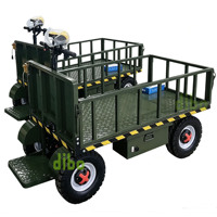 Carro Eléctrico de Plataforma Plana con Certificación CE para Manejo de Materiales en Granjas, con Batería y Barandilla de Seguridad Desmontable