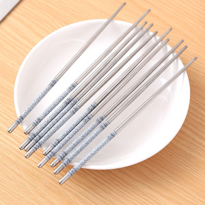 Baguettes en acier inoxydable, 4 pièces, manche en porcelaine bleue et blanche, antidérapantes, ensemble de couverts ménagers - Product Image 3