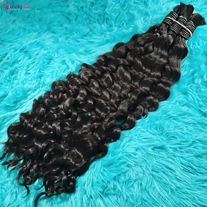 Wholesale Bulk Hair Vendor Unprocessed Raw Human Hair Bulk Deep Wave Bulk No Weft Braiding Human Bundle Hair Extension