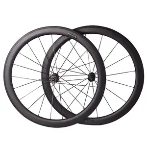 RUJIXU High Quality Carbon Fibre Clincher Cycling Wheelset 700C Aluminum Alloy Road Bike Bicycle Wheelset with 50mm Depth