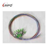 Kabel Fiber Optik Single-Mode FC/APC Ripo 12-Warna Berkualitas Tinggi, Diameter 0.9mm, Selubung LSZH, Panjang 1m, ITU-T G.652.D, Garansi 1 Tahun