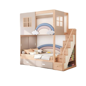 Meilleure vente de lits jumeaux superposés en bois bibliothèque design moderne meubles multifonctionnels pour enfants pour chambre à coucher à usage domestique - Product Image 3