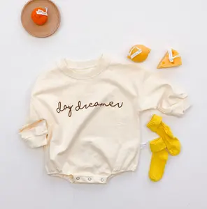 ملابس أطفال فرنسية من Terry بتصميم مخصص ملابس فضفاضة للأولاد والرضع للجنسين بأكمام طويلة ملابس ناعمة بألوان طبيعية
