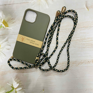 100% compostable paille de blé amical Bio dégradable bandoulière ceinture téléphone antichoc étui pour iPhone 16 15 14 13 12 pro max - Product Image 1